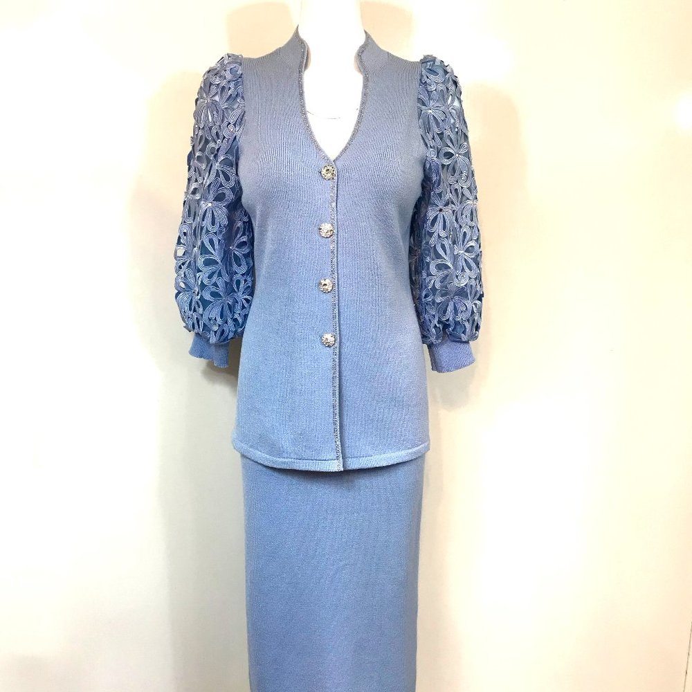 Toula Swarovski Embelished Jacket and Skirt Set